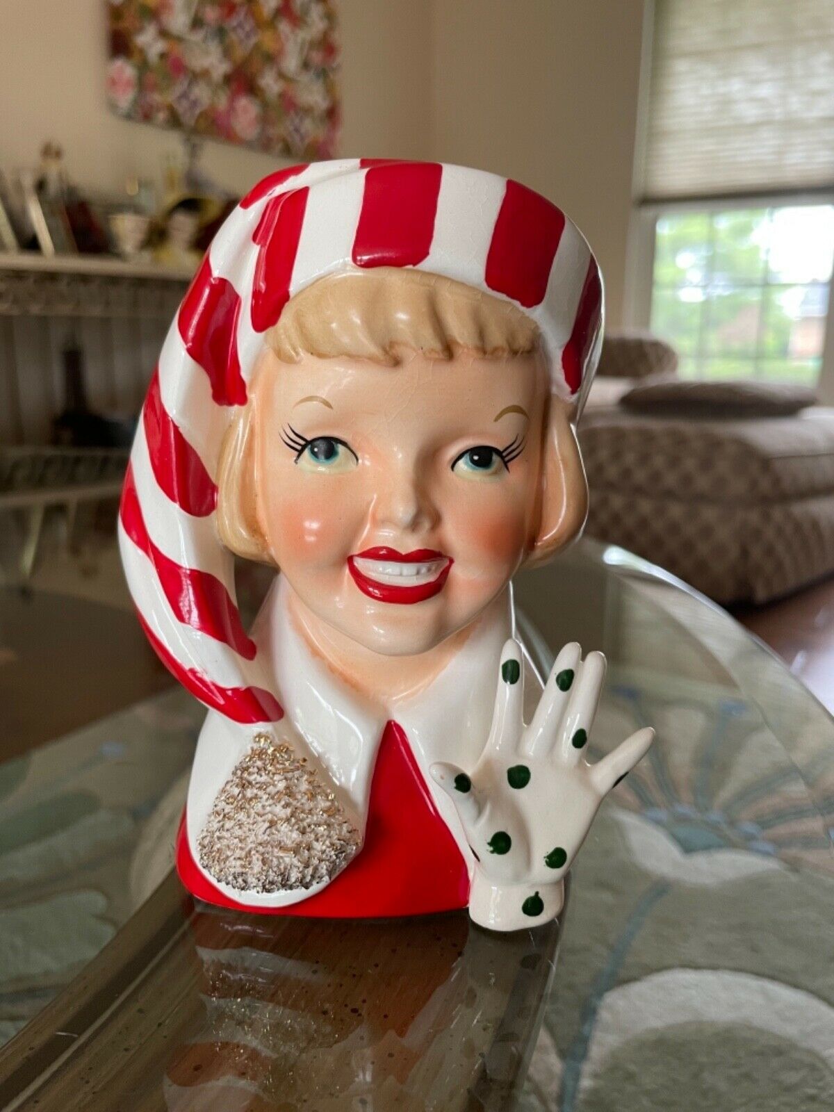 Vintage Lady Head Vase ~ Carol Channing ~ Head Vase