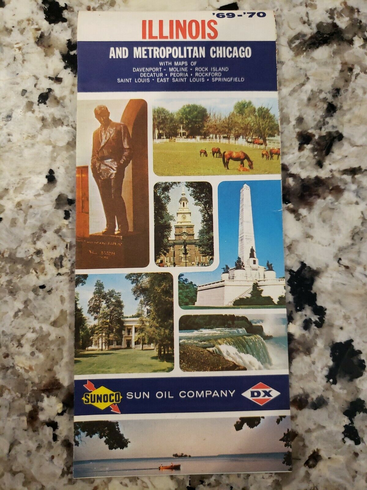 Rare Vintage 1969 Sunoco Dx Illinois - Oil Gas Service Station Travel Road Map