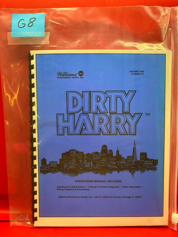 Dirty Harry Pinball Operation/service/repair/troubleshooting Manual Williams G8