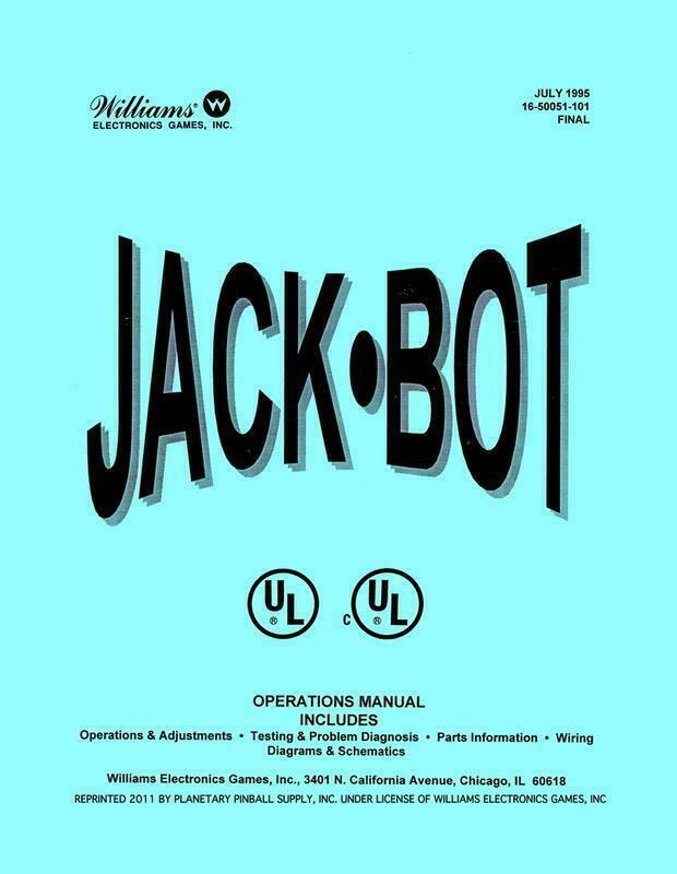 Jack-bot Pinball Operations/service/repair Manual ,nos