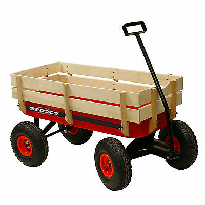 Speedway All Terrain Racer Steel Red Wagon With Wood Sides Mpn/model 52178